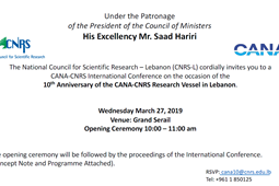 CANA-CNRS International Conference on the occasion of the 10th Anniversary of the CANA-CNRS Research Vessel in Lebanon